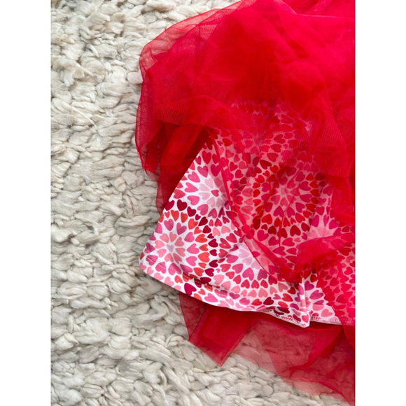 Girls RuffleButts Red Pink Heart Tulle Dress Size 10 - Picture 5 of 6